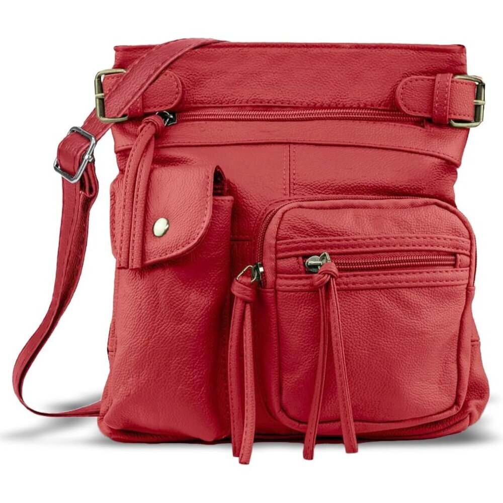 Leather Crossbody Purse for Women Multi Pocket Stylish Travel Bag Adjustable